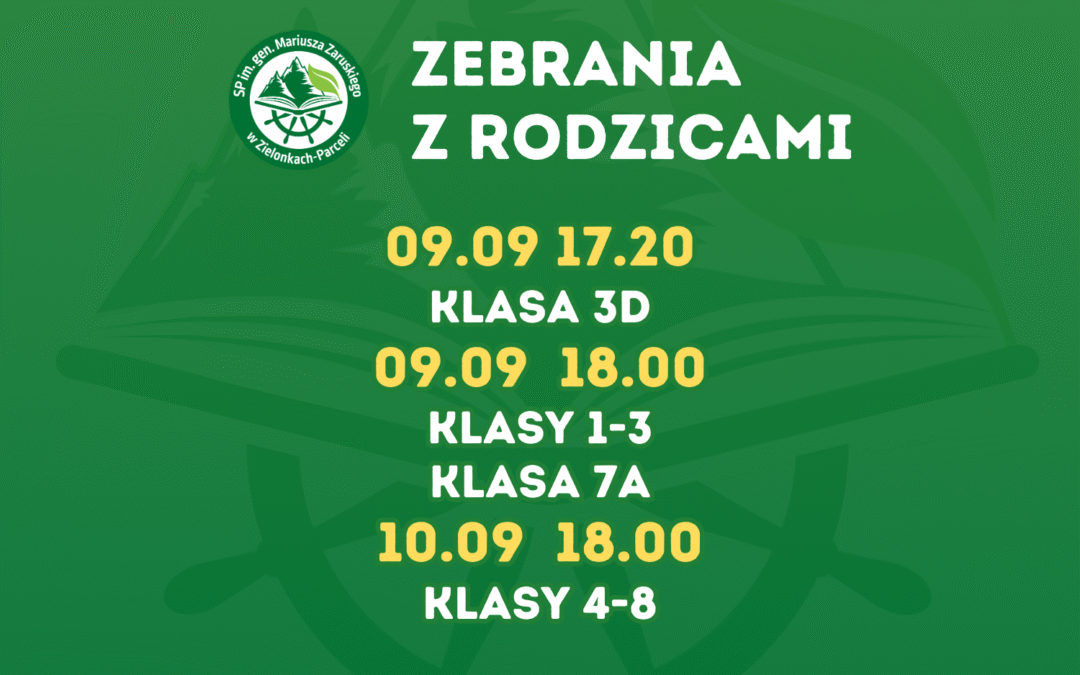 Zebrania z rodzicami 9 i 10 września